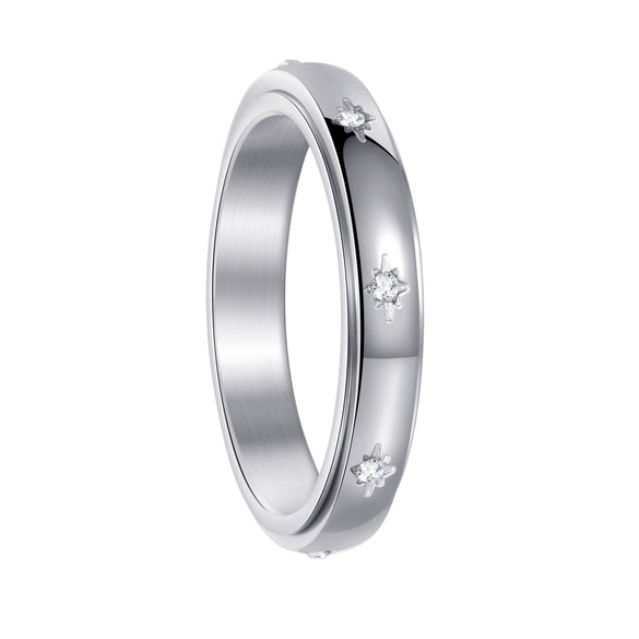 Titanium Steel Geometric Rotating Ring For Women Electroplated Trendy Minimalist Jewelry