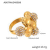 316L Stainless Steel Geometric Round Bead Stitching Ring With Electroplating For Women