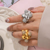 316L Stainless Steel Geometric Round Bead Stitching Ring With Electroplating For Women