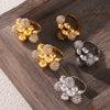 316L Stainless Steel Geometric Round Bead Stitching Ring With Electroplating For Women