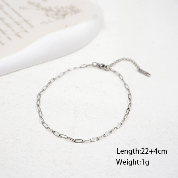 Titanium Steel Geometric Round Chain Anklet Stackable Multi Layer Unisex Foot Accessories Four Piece Set