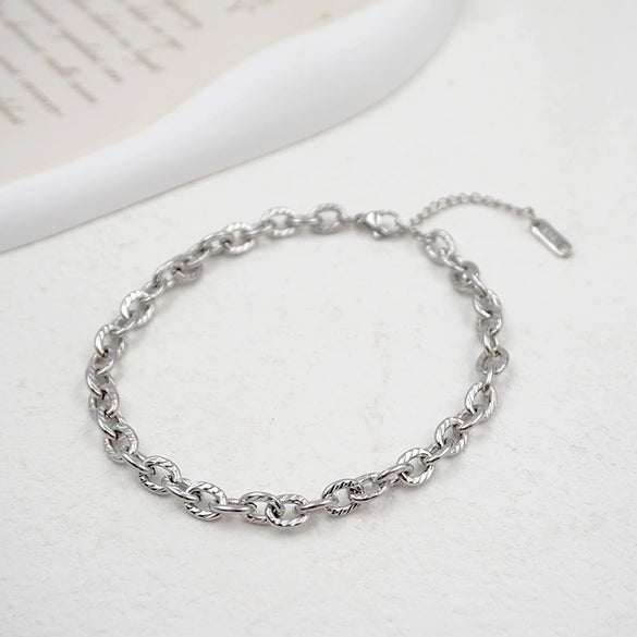 Titanium Steel Geometric Round Chain Anklet Stackable Multi Layer Unisex Foot Accessories Four Piece Set