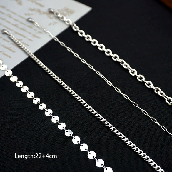 Titanium Steel Geometric Round Chain Anklet Stackable Multi Layer Unisex Foot Accessories Four Piece Set