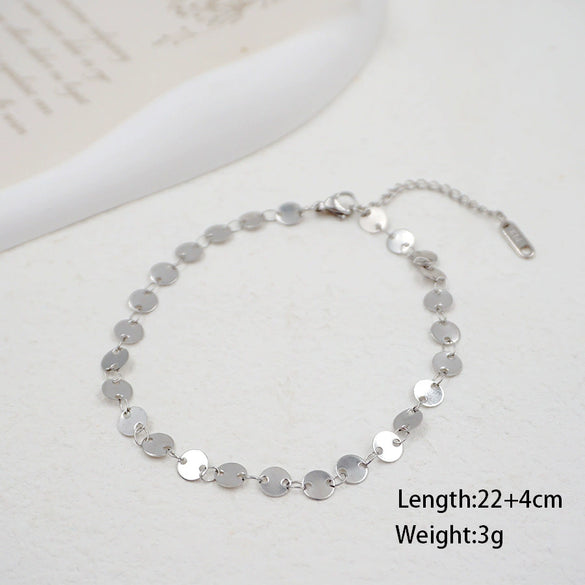 Titanium Steel Geometric Round Chain Anklet Stackable Multi Layer Unisex Foot Accessories Four Piece Set