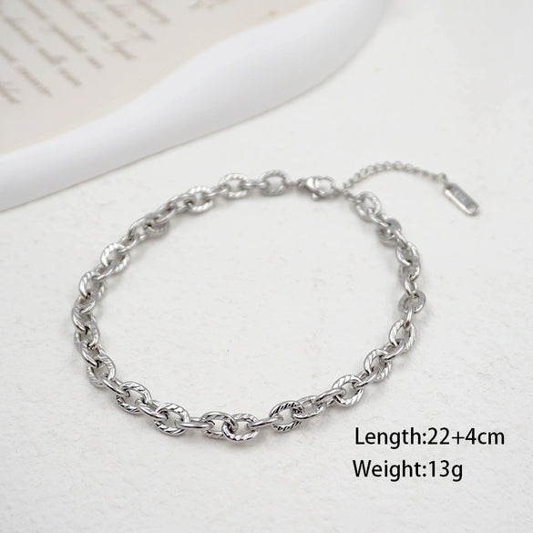 Titanium Steel Geometric Round Chain Anklet Stackable Multi Layer Unisex Foot Accessories Four Piece Set