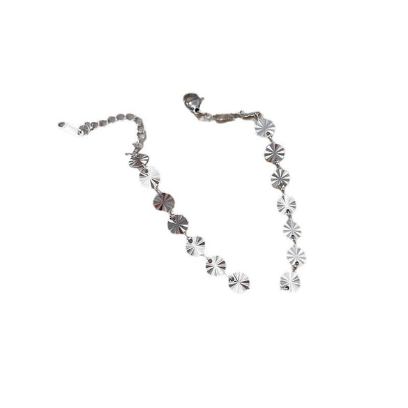 Titanium Steel Geometric Round Chain Bracelet With Constellation Design For Women Gold Inlaid Minimalistic Retro Style