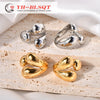 Titanium Steel Geometric Round Claw Open Ring For Girls Electroplated Jewelry