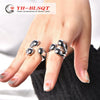 Titanium Steel Geometric Round Claw Open Ring For Girls Electroplated Jewelry