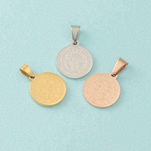 Titanium Steel Geometric Round Cross Bead Pendant Jewelry Accessories Electroplated