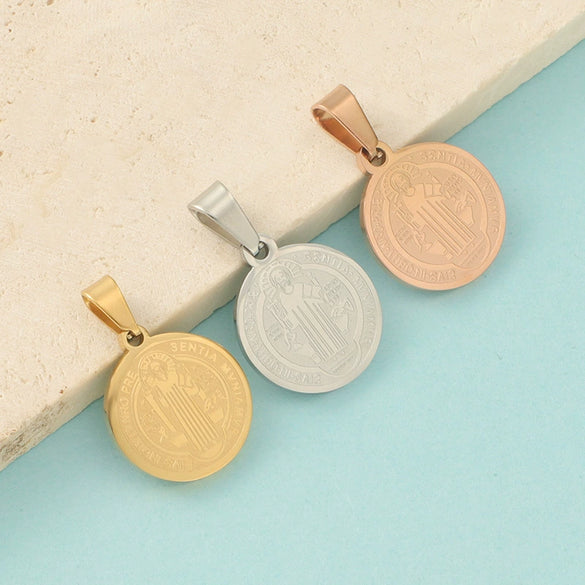 Titanium Steel Geometric Round Cross Bead Pendant Jewelry Accessories Electroplated
