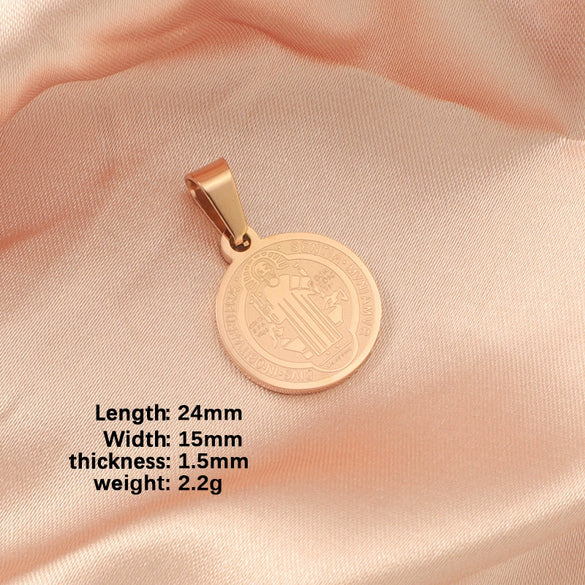 Titanium Steel Geometric Round Cross Bead Pendant Jewelry Accessories Electroplated