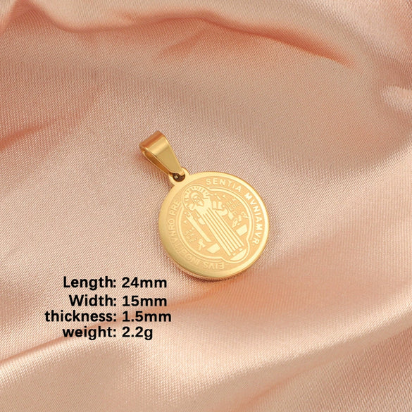 Titanium Steel Geometric Round Cross Bead Pendant Jewelry Accessories Electroplated