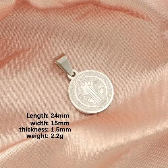 Titanium Steel Geometric Round Cross Bead Pendant Jewelry Accessories Electroplated