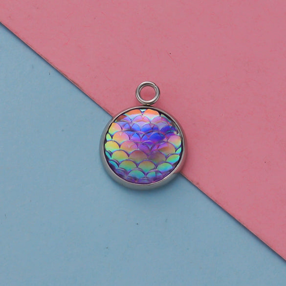 Titanium Steel Geometric Round Fish Scale Jewelry Accessories Pendant
