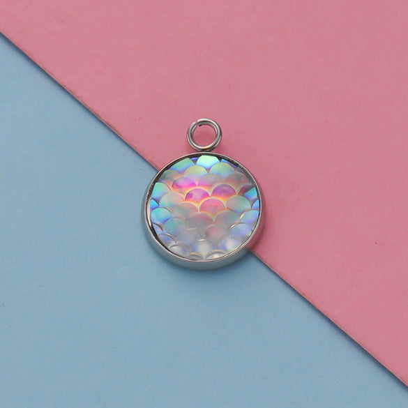 Titanium Steel Geometric Round Fish Scale Jewelry Accessories Pendant