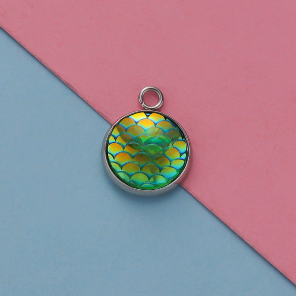 Titanium Steel Geometric Round Fish Scale Jewelry Accessories Pendant