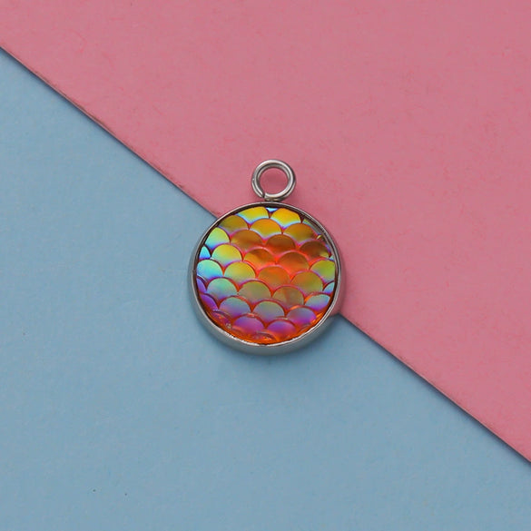 Titanium Steel Geometric Round Fish Scale Jewelry Accessories Pendant