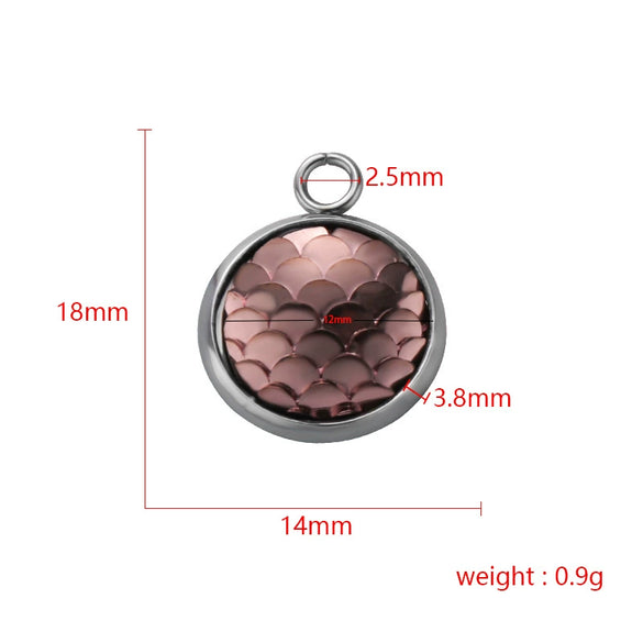 Titanium Steel Geometric Round Fish Scale Jewelry Accessories Pendant
