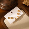 Titanium Steel Geometric Round Stud Earrings Set With Electroplating Design
