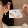 Titanium Steel Geometric Round Stud Earrings Set With Electroplating Design