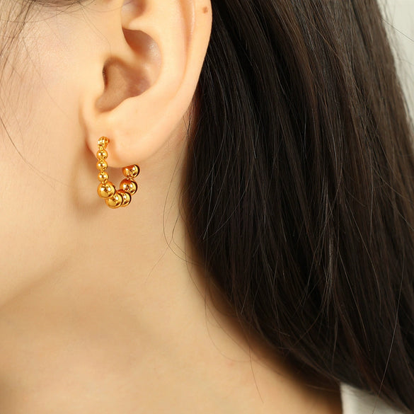 316L Stainless Steel Geometric Round Women's Electroplated Ear Buckle Earrings