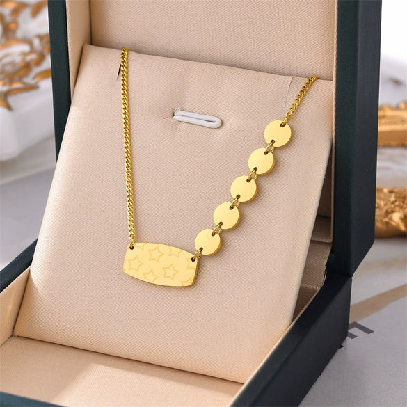 Titanium Steel Geometric Round Women's Necklace With Electroplating And Light Luxury Style