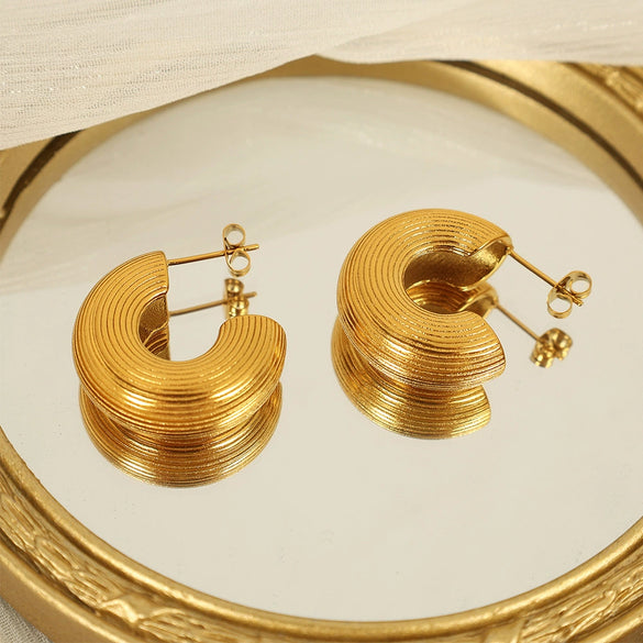 316L Stainless Steel Geometric Semicircle Electroplated Minimalist Light Luxury Allmatch Women's Earrings