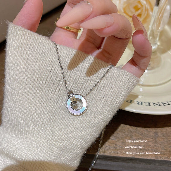 Titanium Steel Geometric Shaped Diamondencrusted Women's Luxury Clavicle Chain Necklace