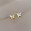 Titanium Steel Geometric Shell Butterfly Electroplated Minimalist Unisex Earrings