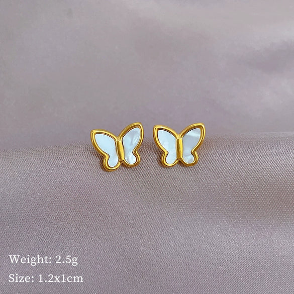 Titanium Steel Geometric Shell Butterfly Electroplated Minimalist Unisex Earrings