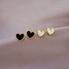 Titanium Steel Geometric Shell Heart Style Electroplated Earrings For Men And Women