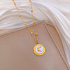 Titanium Steel Geometric Shell Moon Electroplated Unisex Clavicle Necklace