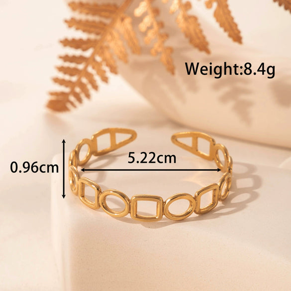 Titanium Steel Geometric Simple Cold Style Opening Adjustable Handpiece With Electroplating