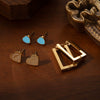 Titanium Steel Geometric Simple Heartshaped And Rectangular Earrings Electroplated For Women