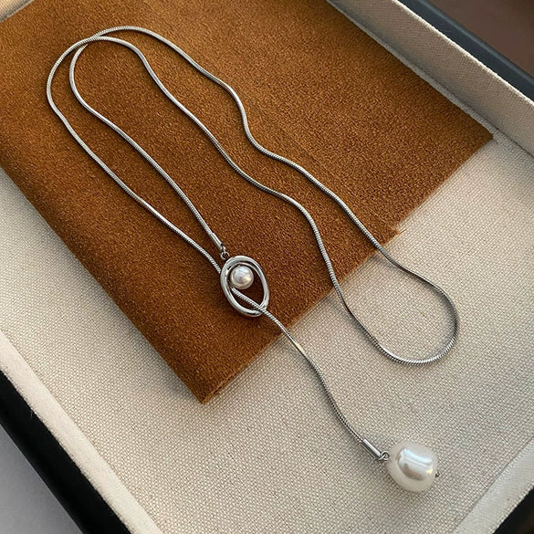 Titanium Steel Geometric Snake Bone Chain Clavicle Chain Pendant For Women