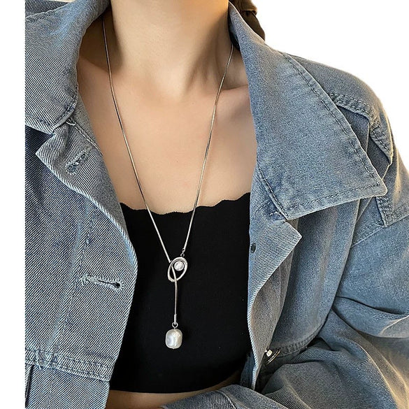 Titanium Steel Geometric Snake Bone Chain Clavicle Chain Pendant For Women