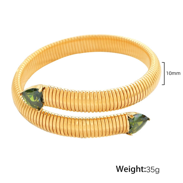 316L Stainless Steel Geometric Snake Bone Elastic Bracelet With Electroplating Design
