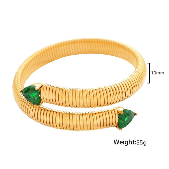 316L Stainless Steel Geometric Snake Bone Elastic Bracelet With Electroplating Design