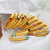 316L Stainless Steel Geometric Snake Bone Elastic Bracelet With Electroplating Design