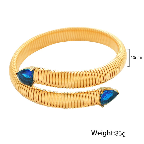 316L Stainless Steel Geometric Snake Bone Elastic Bracelet With Electroplating Design