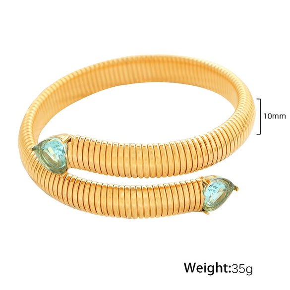 316L Stainless Steel Geometric Snake Bone Elastic Bracelet With Electroplating Design