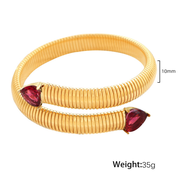 316L Stainless Steel Geometric Snake Bone Elastic Bracelet With Electroplating Design