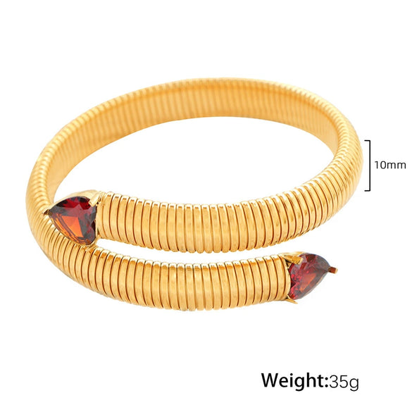 316L Stainless Steel Geometric Snake Bone Elastic Bracelet With Electroplating Design
