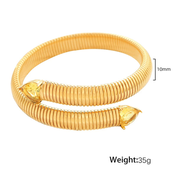 316L Stainless Steel Geometric Snake Bone Elastic Bracelet With Electroplating Design