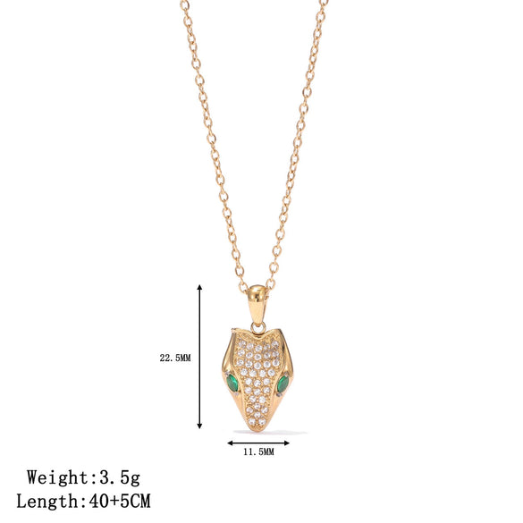 Titanium Steel Geometric Snake Head Electroplated Necklace For Women