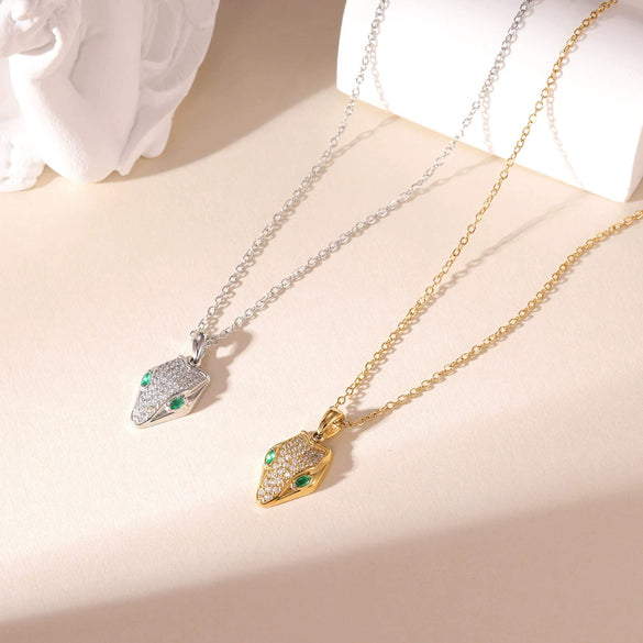 Titanium Steel Geometric Snake Head Electroplated Necklace For Women