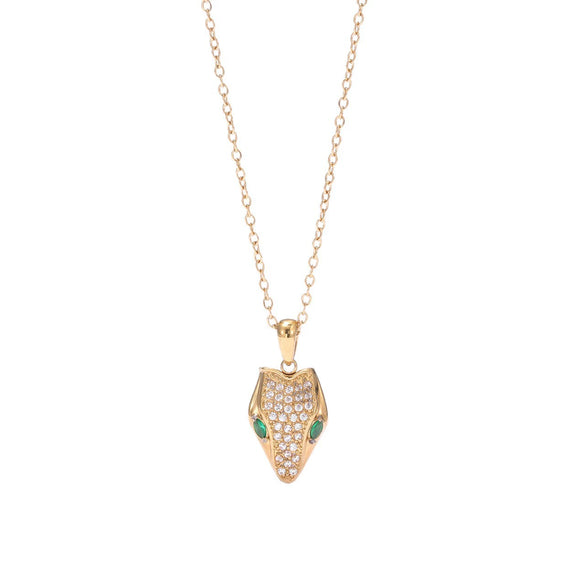 Titanium Steel Geometric Snake Head Electroplated Necklace For Women