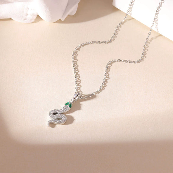Titanium Steel Geometric Snake Pendant Necklace With Electroplating For Women