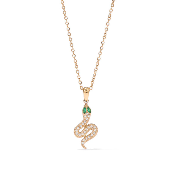 Titanium Steel Geometric Snake Pendant Necklace With Electroplating For Women