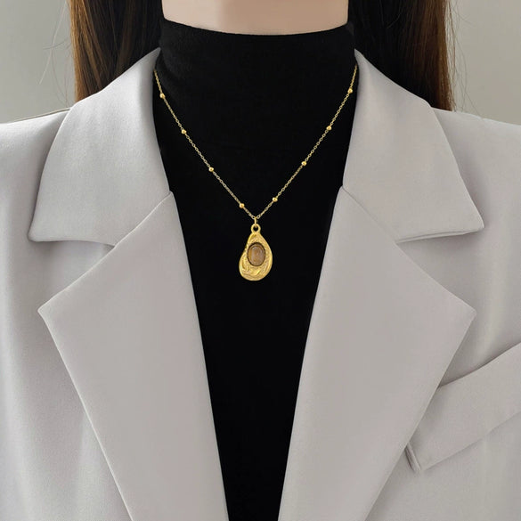 Titanium Steel Geometric Specialshaped Electroplated Clavicle Necklace For Women